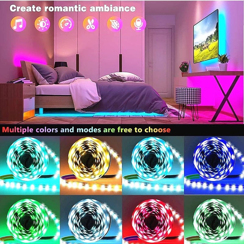 Keepsmile 32.8ft Strip Lights Smart App Music Sync Color Changing RGB Bluetooth LED Strips with Remote Led Lights for Bedroom Home Decoration - Image 3